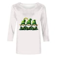 thumbnail image 4 of Hauts pour Femmes Mode Imprimé St. Patrick Décontracté Col Rond Manches 7 Pouces Blouses pour Femmes Blanc G, 4 of 4