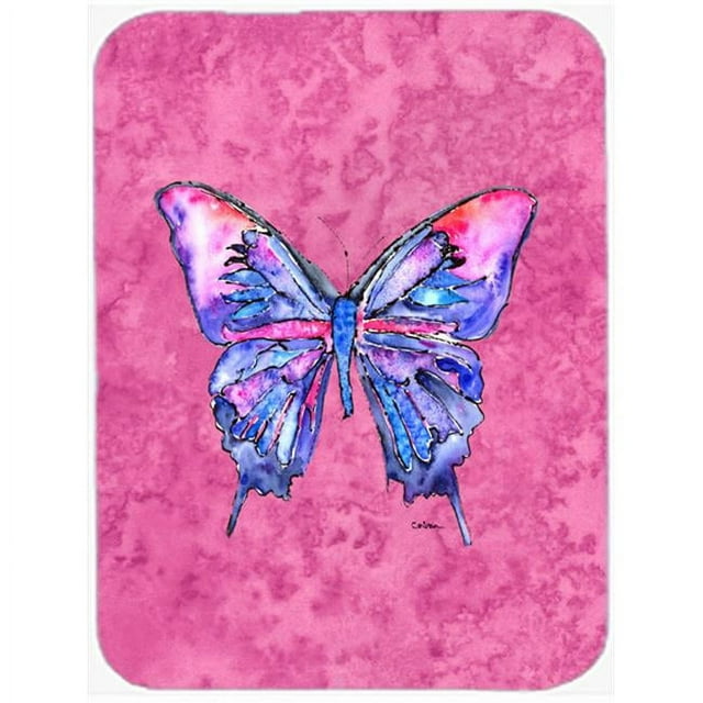 Carolines Treasures 8859LCB Butterfly On Pink Glass Cutting Board - Large