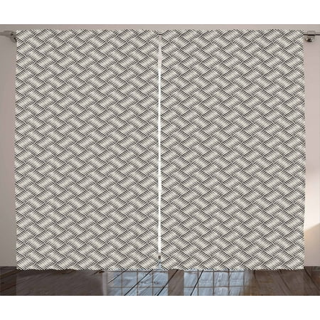 Geometric Curtains 2 Panels Set Freehand Stripes Brush Strokes
