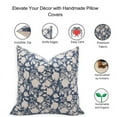 thumbnail image 4 of Fabdivine Block Print Throw Pillow Cover, 16x16 Inch Duck Canavs Decorative Cushion Cover, Floral Print Boho Design Blue Pillow Cover for Sofa and Couch, 4 of 5