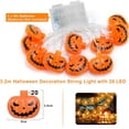 thumbnail image 3 of Qoosea Halloween Pumpkin String Lights, 20 LED 10.5ft 8 Modes Waterproof Orange Halloween Decorations Outdoor Indoor Bedroom Camper Party Decor, 3 of 10