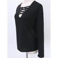 thumbnail image 5 of Inevnen Women's Casual Long Sleeve T-Shirt Criss Cross Lace Up V-Neck Basic Tees Tops Blouses, 5 of 6