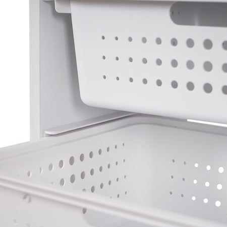 YOUR ZONE SLIDING BIN ORGANIZER WITH 4 STORAGE BINS FOR KIDS, WHITE