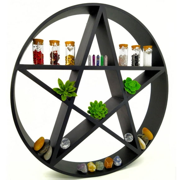 Pentagram Shelf - Gothic Art Décor - Large 20 Inch Diameter Star Shelf is Perfect for Display and Organisation of Crystals and Nic Naks - Gothic and Wicca by Design in