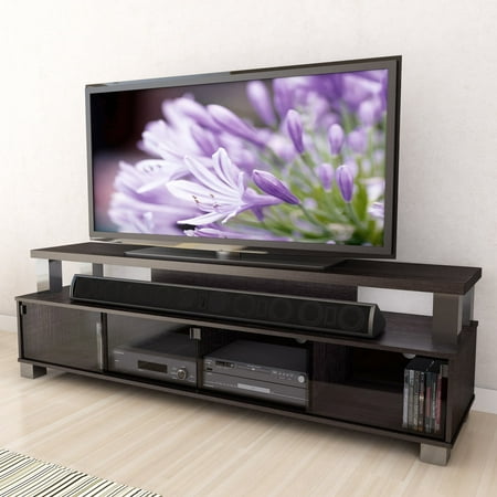 CorLiving B-003-RBT Bromley 75 in. 2 Tier TV Bench - Ravenwood Black