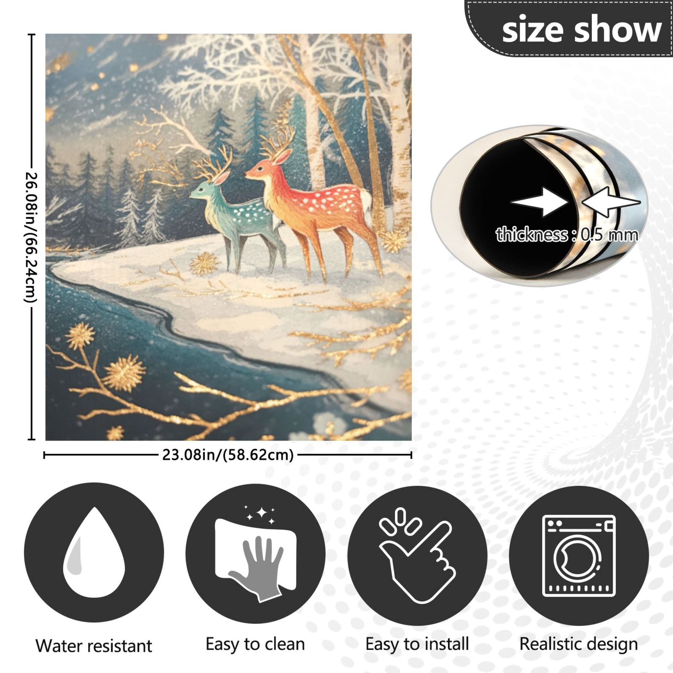 Dishwasher Magnetic Sticker 23x26 Inch Refrigerator Magnetic Sticker Washing Machine Magnetic Sticker Kitchen Panel Magnetic Sticker Home Decor Little Painted Christmas Deer