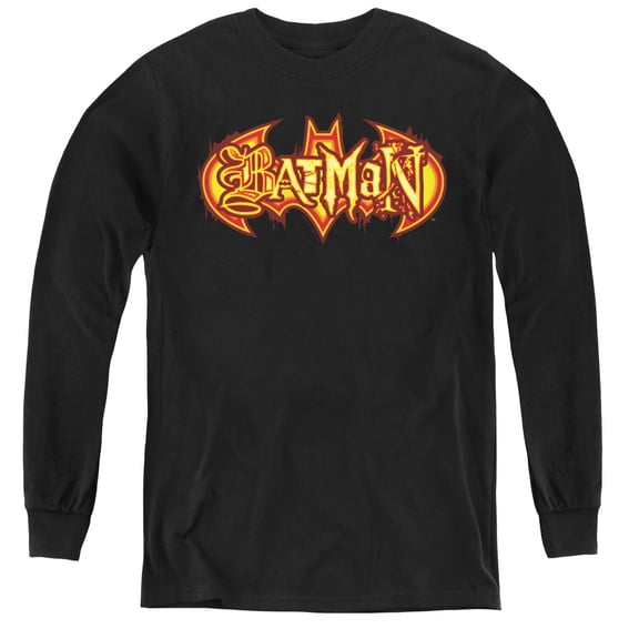 Batman - Fiery Shield - Youth Long Sleeve Shirt - Large