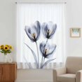 thumbnail image 3 of Light Grey Tulip Sheer Curtains 45 Inches Long, Rustic Elegant Floral Botanical Light Filering Curtains, Breathable Simi Curtain Privacy Drapes for Kitchen Bathroom Lightweight Small Window Treatment, 3 of 9