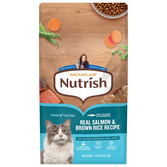 Rachael Ray Nutrish Dry Cat Food Real Salmon & Brown Rice Recipe, 5 lb.