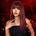 thumbnail image 6 of Ediodpoh High Temperature Silk Wig European and American Style Red Ladies Long Straight Hair Wig Suitable for Parties Festivals 50cm/20in Wigs for Women Red_007, 6 of 9