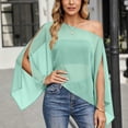 thumbnail image 2 of CAIVO Women Blouses Dressy Casual Off Shoulder For Lightweight Loose Fit Chiffon Batwing Sleeve Tops In Solid Color Stylish Shirts, 2 of 5