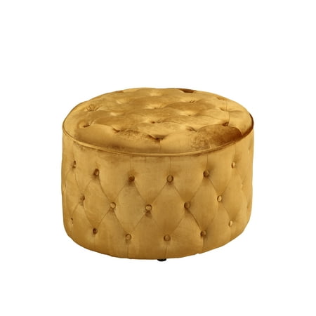 Chic Home Adna Ottoman On Tufted Velvet Upholstered Round Pouf Chic Home Adna Ottoman On Tufted Velvet Upholstered Round Pouf