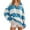 Blue, variant on APEXFWDT Women's Oversized Striped Long Sleeve Shirt Button-Up Collar Cozy Pullover for Fall/Winter,XXL,Blue