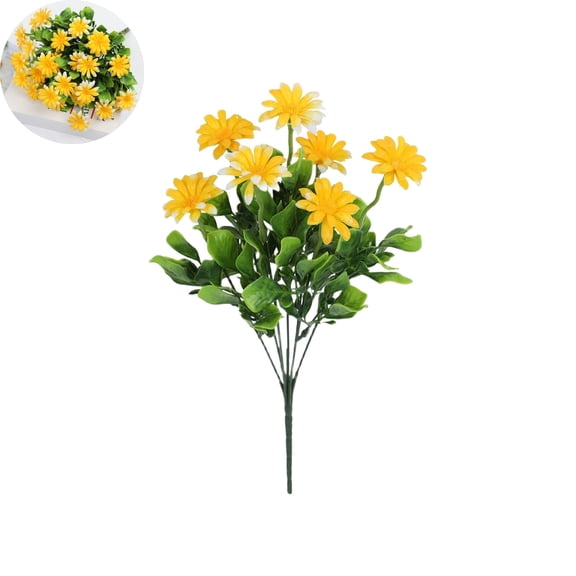 EGYMEN Artificial Daisies, Plastic Flowers Bouquet, Realistic Floral Arrangement, Garden Decoration, Hanging Display for Home and Outdoor Use (Yellow)
