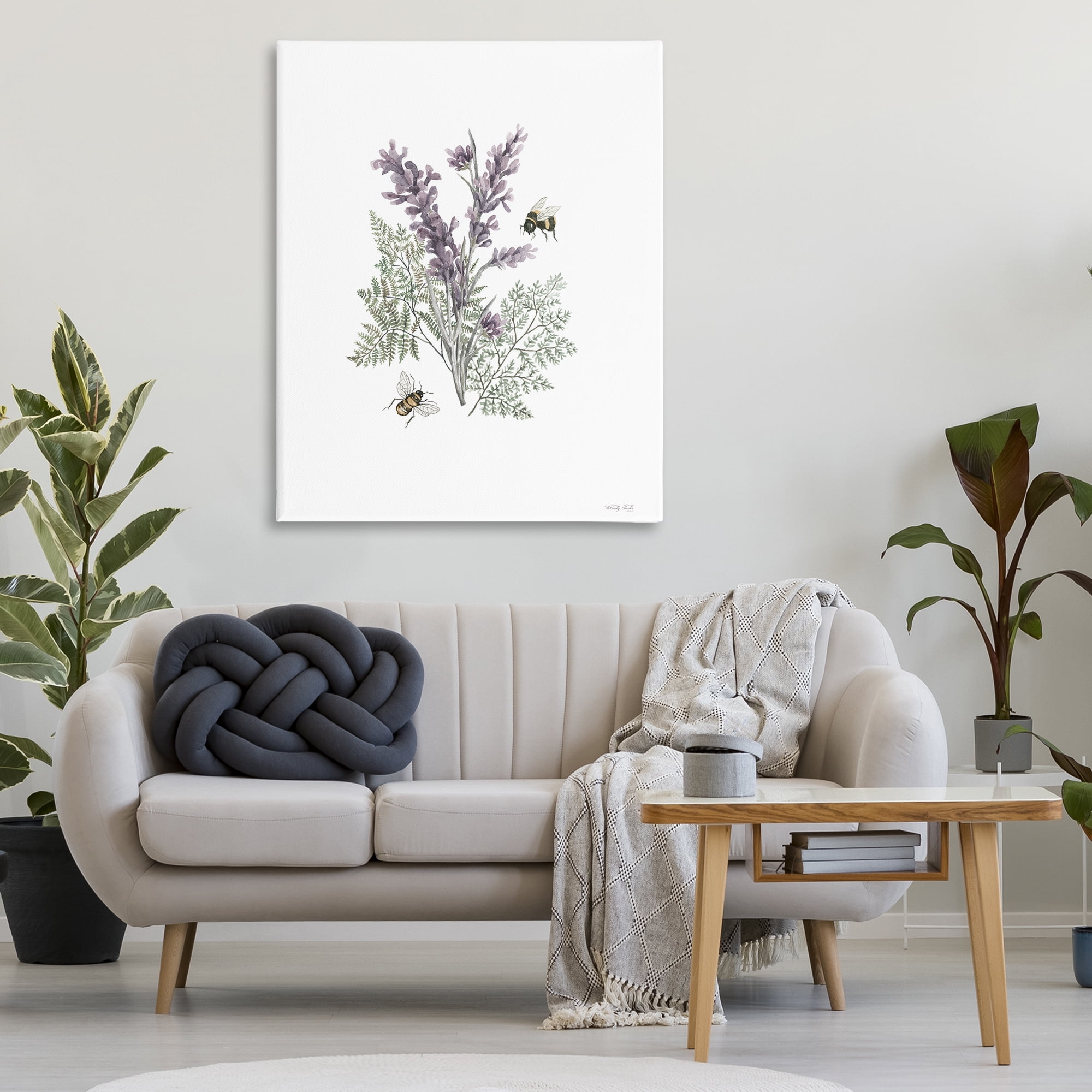 Stupell Industries Bumble Bees & Lavender Animals & Insects Painting Gallery Wrapped Canvas Art Print Wall Art, 36 x 48