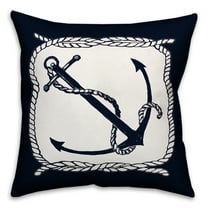 Creative Products Navy and White Anchor 18x18 Indoor / Outdoor Pillow