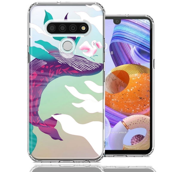 MUNDAZE For LG Stylo 6 Mystic Floral Whale Design Double Layer Phone Case Cover