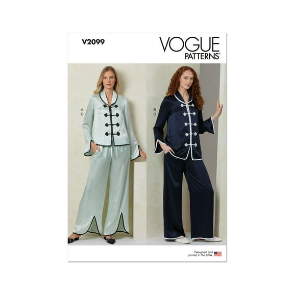 Vogue Sewing Pattern 2099 - Misses' Pajamas, Size: A (XS-S-M-L-XL-XXL)
