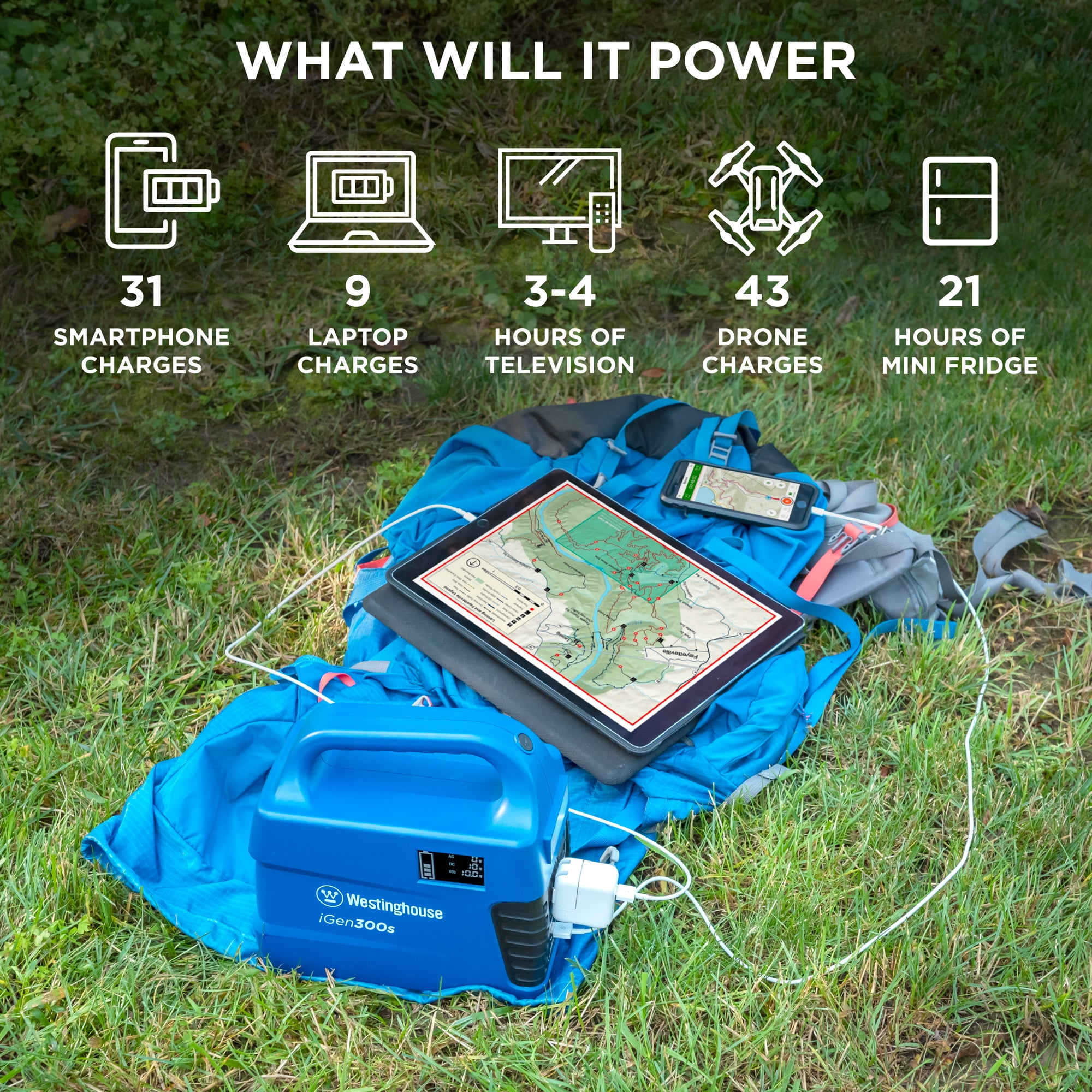 Westinghouse Portable Power Station 296Wh Lithium-Ion Battery, 600W Solar Generator, Pure Sine Wave