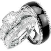 His and Hers Wedding Ring Set Matching Wedding Bands for Him Size 12 and Her Size 5