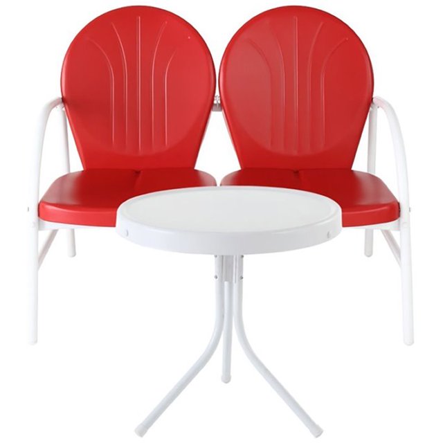 Crosley Griffith Ensemble de Causeuse de Patio en Métal 2 Pcs Rouge