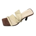 thumbnail image 6 of Rokment Women's Stiletto High Heels Dress Sandals Fashion Casual Suede Square Open Toe Slip on Pumps Dressy Heeled Slides for Ladies Bride Wedding 2026 Beige Size 6, 6 of 7