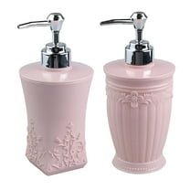 ACDANC 2 Pcs Pump Soap Dispenser Bathroom and Kitchen Decor European Style Pink 400ML