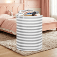 thumbnail image 4 of NOTIVIBE Collapsible Laundry Hamper Basket, Waterproof Fabric Storage Basket Gift Bag with Handles, Large Capacity Clothes Organizer for Bedroom, Nursery, Bathroom, Kids Room,Gray Stripes, 4 of 6