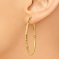 thumbnail image 4 of 14k Yellow Gold Sparkle-Cut 2mm Round Tube Hoop Earrings - 2.2 Grams - Measures 36x36mm, 4 of 4