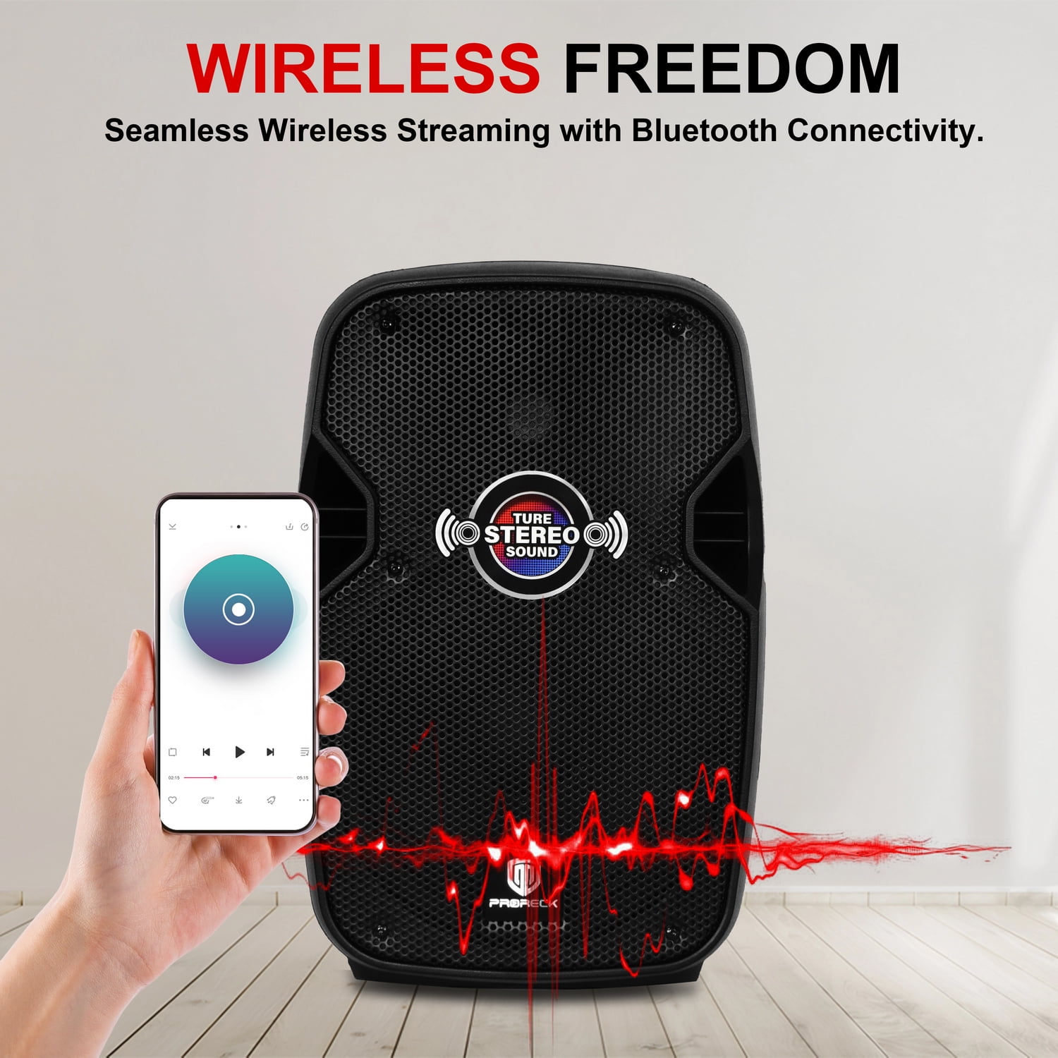 10-Inch Portable Powered PA Speaker System, 800W Peak with Bluetooth, Mic, Remote Control & Tripod Stands