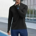 thumbnail image 4 of Mens Fitness Running Shirts 1/4 Zip Long Sleeve Raglan Shirts with Thumb Hole Athletic Workout Gym Tops Activewear Black, XL, 4 of 7