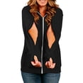 thumbnail image 3 of Yeaiivve Maternity Hoodies Jackets for Women Cut Out Sleeve for Easy Breastfeeding Full Zip Up Hooded Sweatshirts Fall Lounge Jackets with Pockets Black,M, 3 of 7