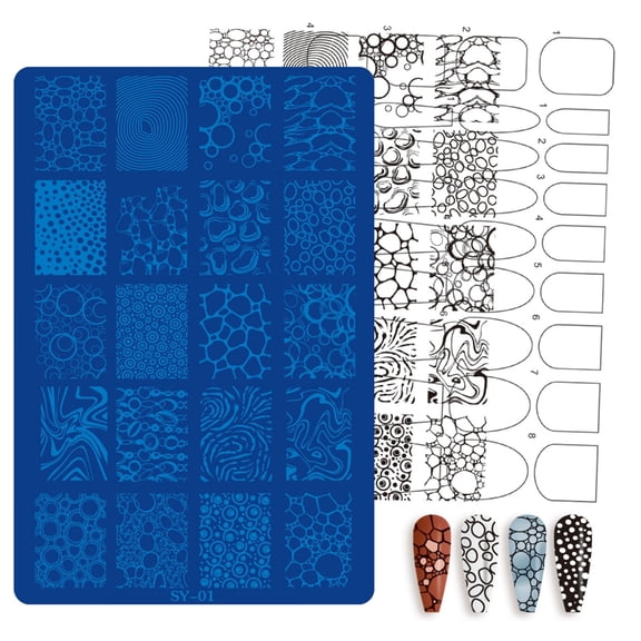 YuYoulan Metal Nail Stamping Plate for Home Manicure Practice with Reusable Etched Finish Nail Art Template for Clean Nail Art Pattern Transfer