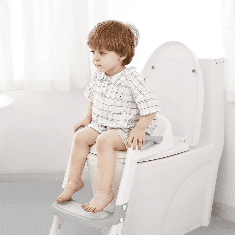 KORIMEFA Baby Potty Training Seat Potty Toilet Seat Foldable Toddler Toilet Potty Chair Toilet Trainer Seat with Anti Slip Pads Ladder for Boys