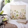 thumbnail image 3 of 14x14 Pillow Covers Set of 2, Sage Green Yellow Spring Floral Throw Pillow Covers Decorative Couch Cushion Case, Watercolor Botanical Summer Flowers Microfiber Square Pillowcases for Bedroom, 3 of 7