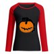 thumbnail image 4 of Moda mujer primavera patchwork impreso manga larga cuello redondo casual tee tops Pompotops FGAJ4761, 4 of 5