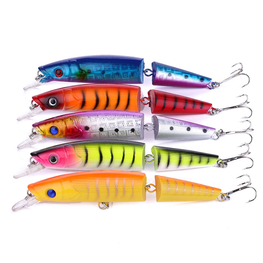 HENGJIA Fishing Lures Multi Jointed Fish Fishing Kits Slow Sinking Lifelike Swimbait Freshwater and Saltwater for Trout Bass Lures,5pcs, 5.51"/0.71oz