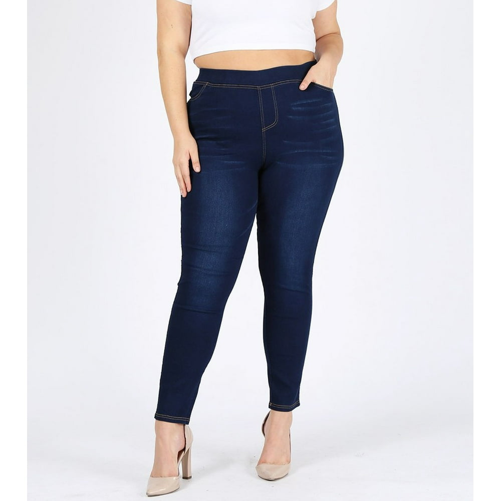 Love Sweet - Women's plus size jeggings pull-on stretch fashion jeans with a waist-hugging