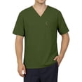thumbnail image 5 of Domuza Mens Scrubs Classic Fit Mens Scrubs Top V-Neck Short Sleeve Nursing Uniform Shirt with Pockets Army Green S, 5 of 5
