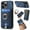 Blue, variant on for iPhone 14 Pro Max 2 in 1 Detachable Wallet Case, Luxury Retro PU Leather Ring Kickstand Card Cash Slots Case for Women Men, Strong Magnetic Shockproof Anti-Scratch Slim Case - Brown