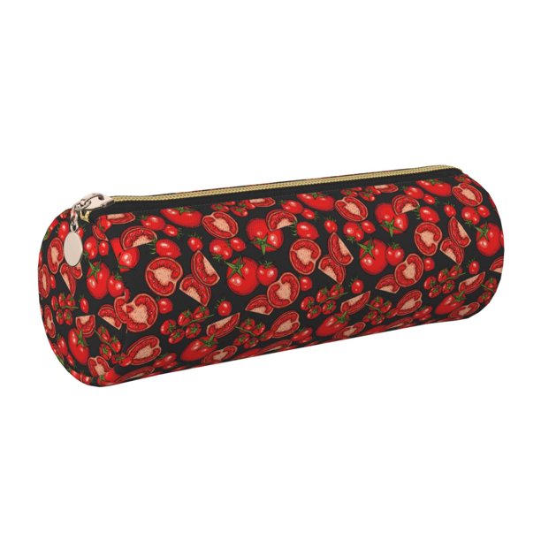 Disketp Tomato Estuche Organizador de Lápices de Cuero, Estuche de Oficina con Cremallera para Bolígrafo y Lápiz
