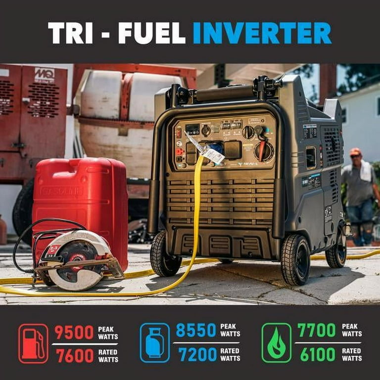 Pulsar 9500W Tri Fuel Gasoline Propane Natural Gas Powered Large