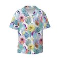 thumbnail image 4 of Uemuo Cactus1 Pattern Cotton Linen Short Sleeve Shirts,Casual Lightweight Button Down Shirts,Vacation Beach Summer Tops-, 4 of 7