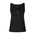 thumbnail image 4 of Jewelreauty Women V Neck Tank Tops Casual Sleeveless Button Tunic Blouses Summer Solid Basic Loose Tee (XL, Black), 4 of 6