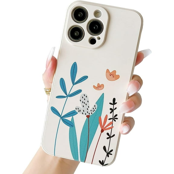 for iPhone 14 Pro Max Case Liquid Silicone Soft Flexible Cute Ultra Thin Flower Floral Slim Protective Phone Case Back Cover for iPhone 14 Pro Max Beige