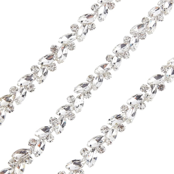 1 Yard Rhinestone Trim Chain Applique Bling Decoration Flexible Sewing Crafts Bridal Costume Embellishment Beaded Trim Rhinestone Cup Chains