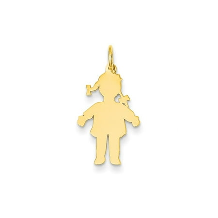 14K Yellow Gold Plain Polished Small Girl Charm (24mm x 12mm)