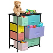 Sorbus Dresser with 7 Drawers - Furniture Storage Chest for Kid?s, Teens, Bedroom, Nursery, Playroom, Clothes, Toy Organization - Steel Frame, Wood Top,Fabric Bins (7-Drawer, Pastel/Black)