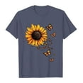 thumbnail image 3 of Women's Short Sleeve Shirts Sunflower Pattern Dressy Casual Summer Tops 2025 Trendy Blouses Cute T-Shirts Outfits Clothes, 3 of 6