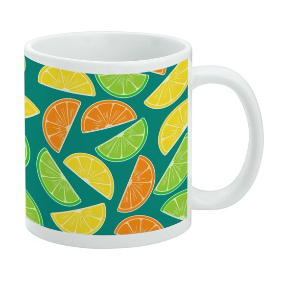 Citrus Lemon Lime Orange Slices Pattern White Mug